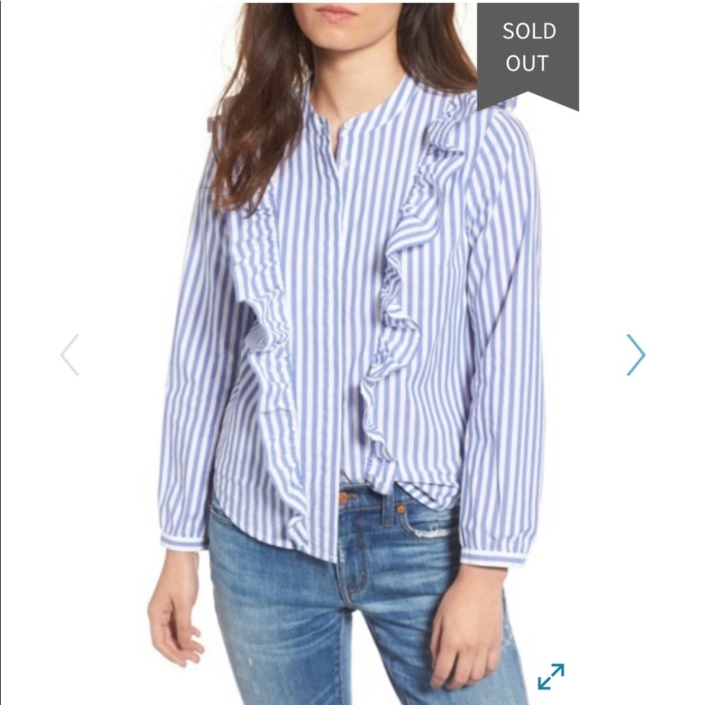 Madewell Whitney Stripe Ruffle Blouse, XXS